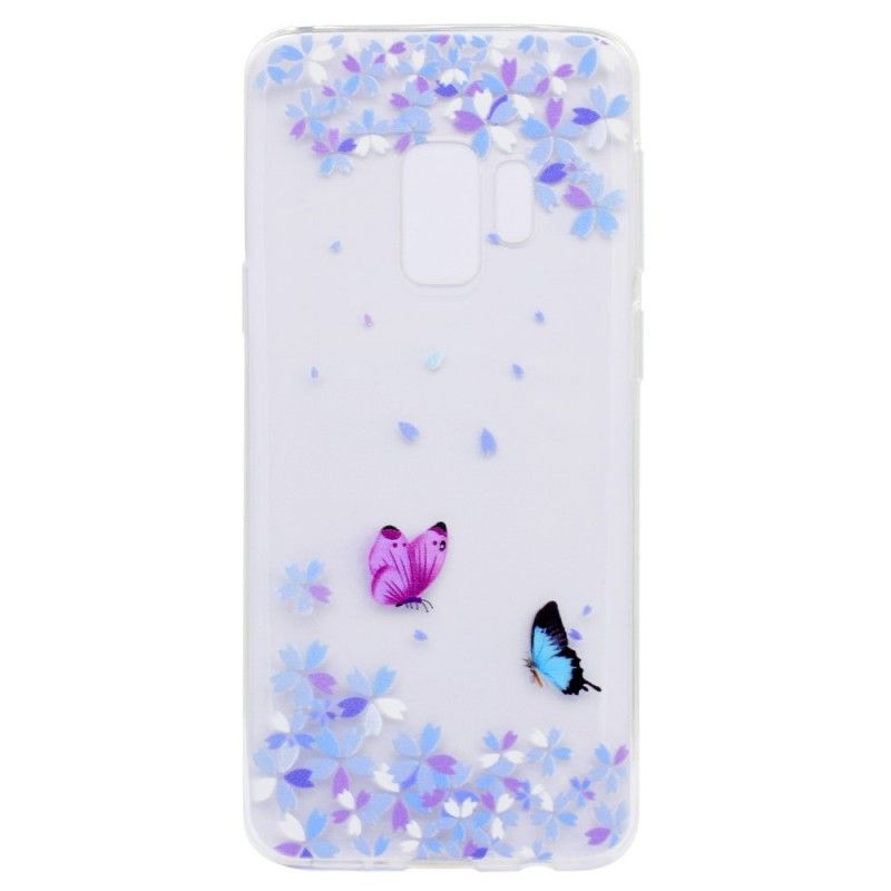 Hoesje Samsung Galaxy S9 Plus Transparante Vlinders En Bloemen