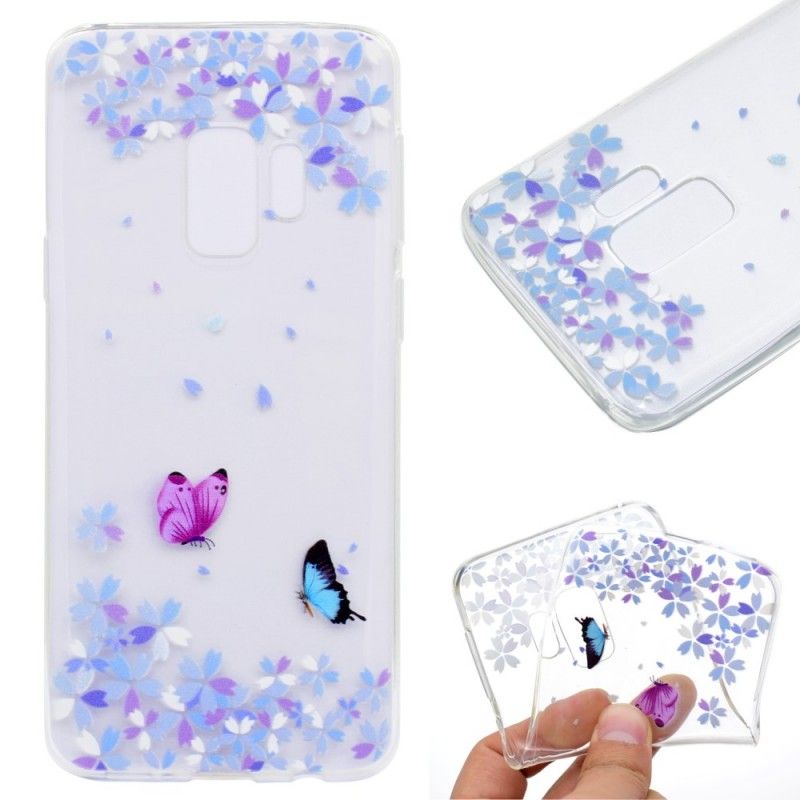 Hoesje Samsung Galaxy S9 Plus Transparante Vlinders En Bloemen