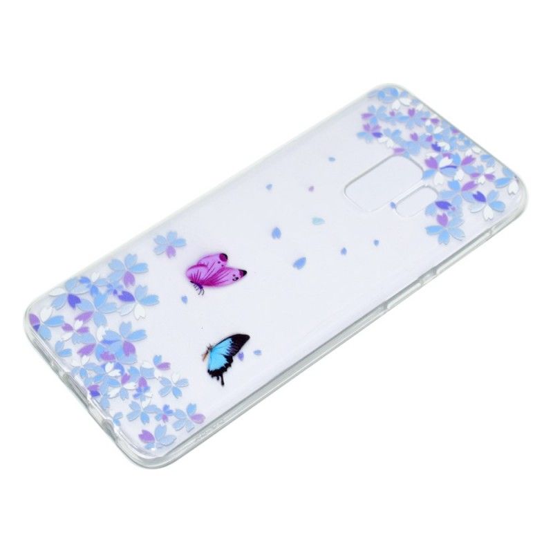 Hoesje Samsung Galaxy S9 Plus Transparante Vlinders En Bloemen
