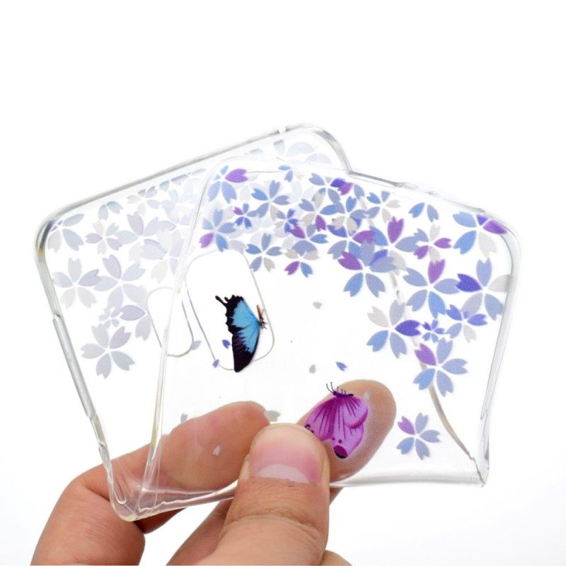 Hoesje Samsung Galaxy S9 Plus Transparante Vlinders En Bloemen