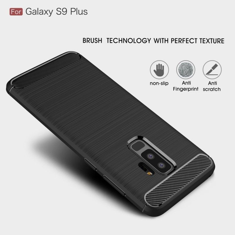 Hoesje voor Samsung Galaxy S9 Plus Rood Zwart Geborsteld Koolstofvezel