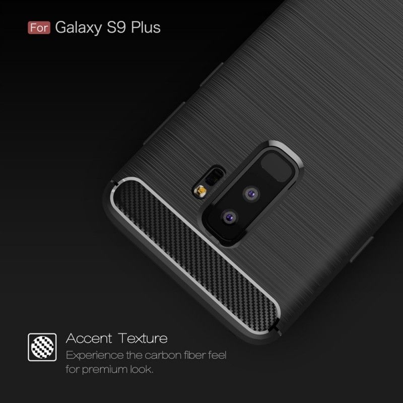 Hoesje voor Samsung Galaxy S9 Plus Rood Zwart Geborsteld Koolstofvezel