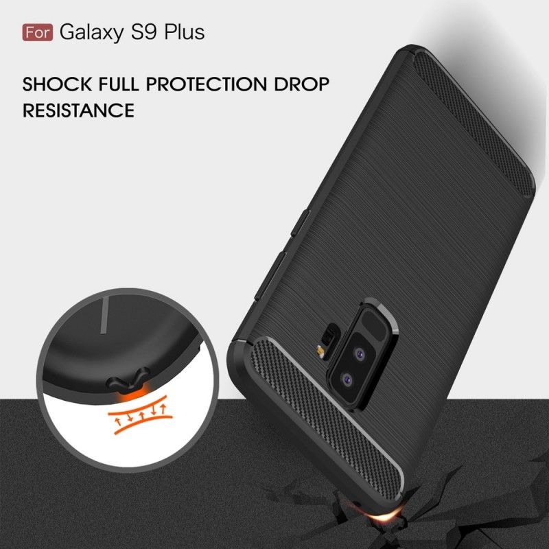 Hoesje voor Samsung Galaxy S9 Plus Rood Zwart Geborsteld Koolstofvezel