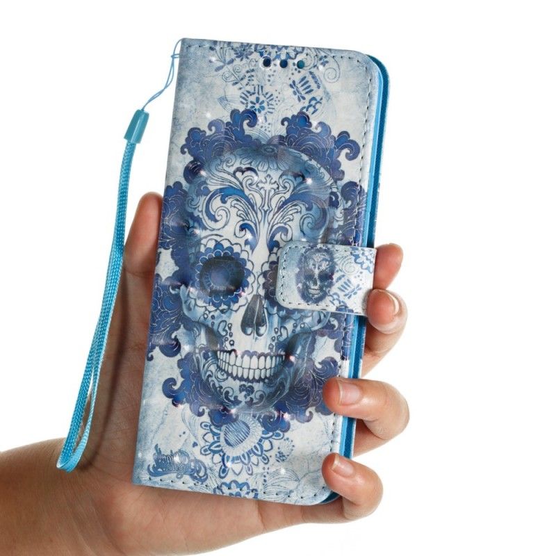 Leren Hoesje Samsung Galaxy S9 Plus Blauwe Schedel