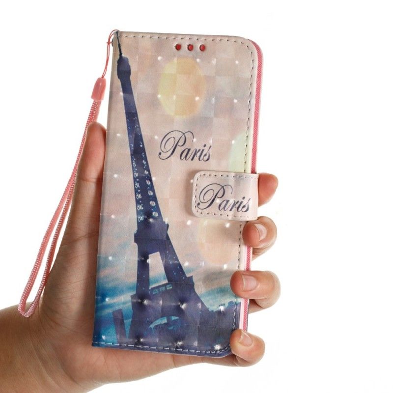 Leren Hoesje Samsung Galaxy S9 Plus Eiffeltoren In De Schemering