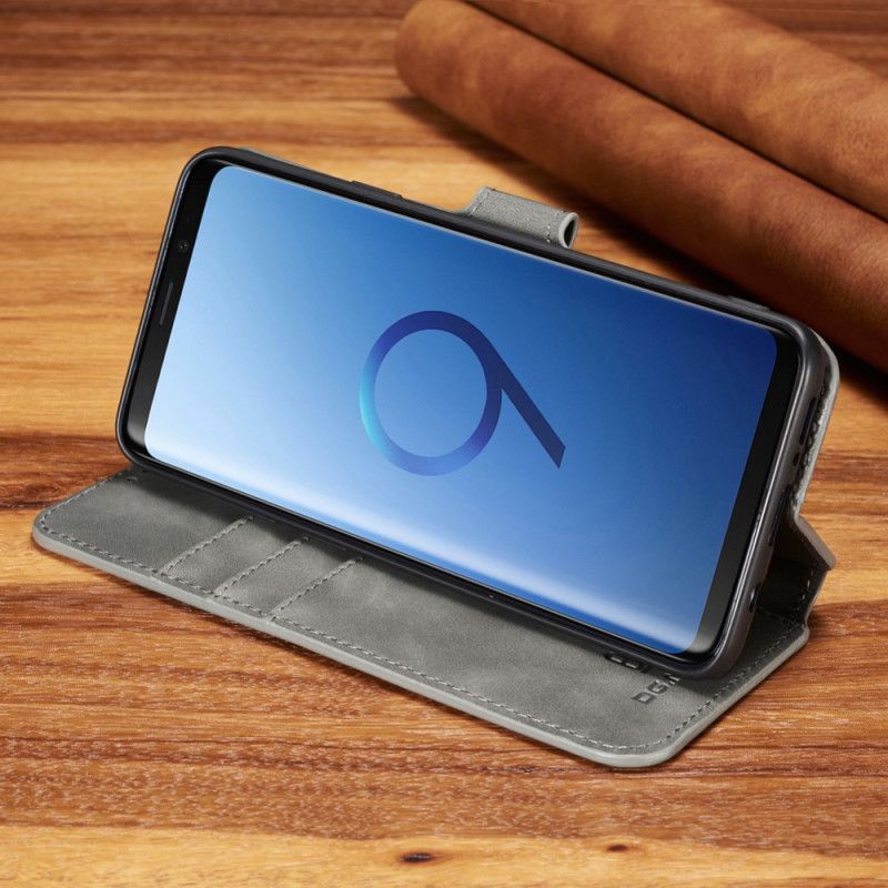 Leren Hoesje Samsung Galaxy S9 Plus Grijs Zwart Retro Dg.Ming