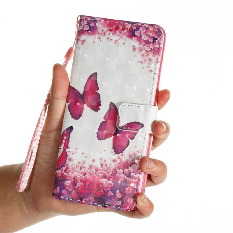 Leren Hoesje voor Samsung Galaxy S9 Plus 3D Rode Vlinders