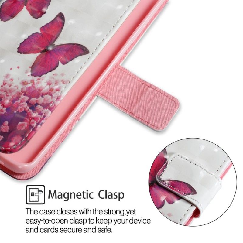 Leren Hoesje voor Samsung Galaxy S9 Plus 3D Rode Vlinders