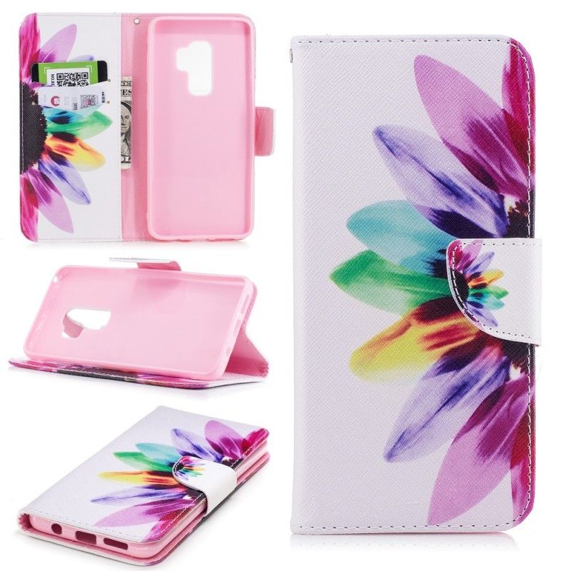 Leren Hoesje voor Samsung Galaxy S9 Plus Aquarelbloem