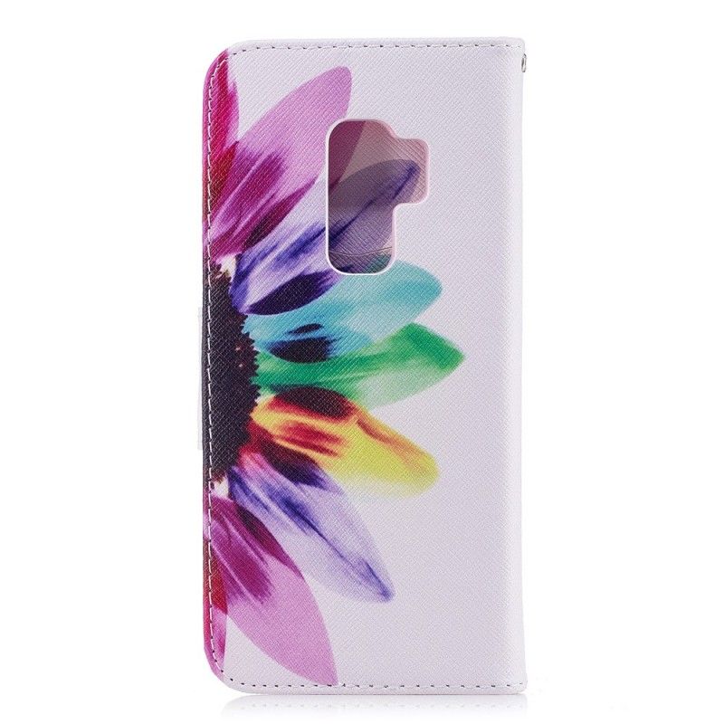 Leren Hoesje voor Samsung Galaxy S9 Plus Aquarelbloem