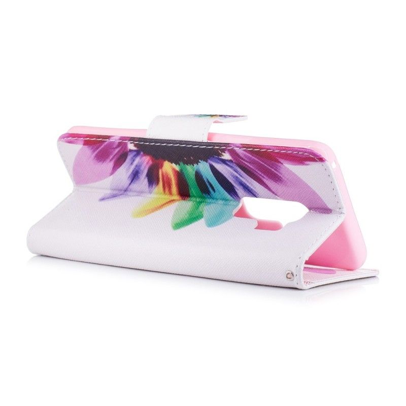 Leren Hoesje voor Samsung Galaxy S9 Plus Aquarelbloem