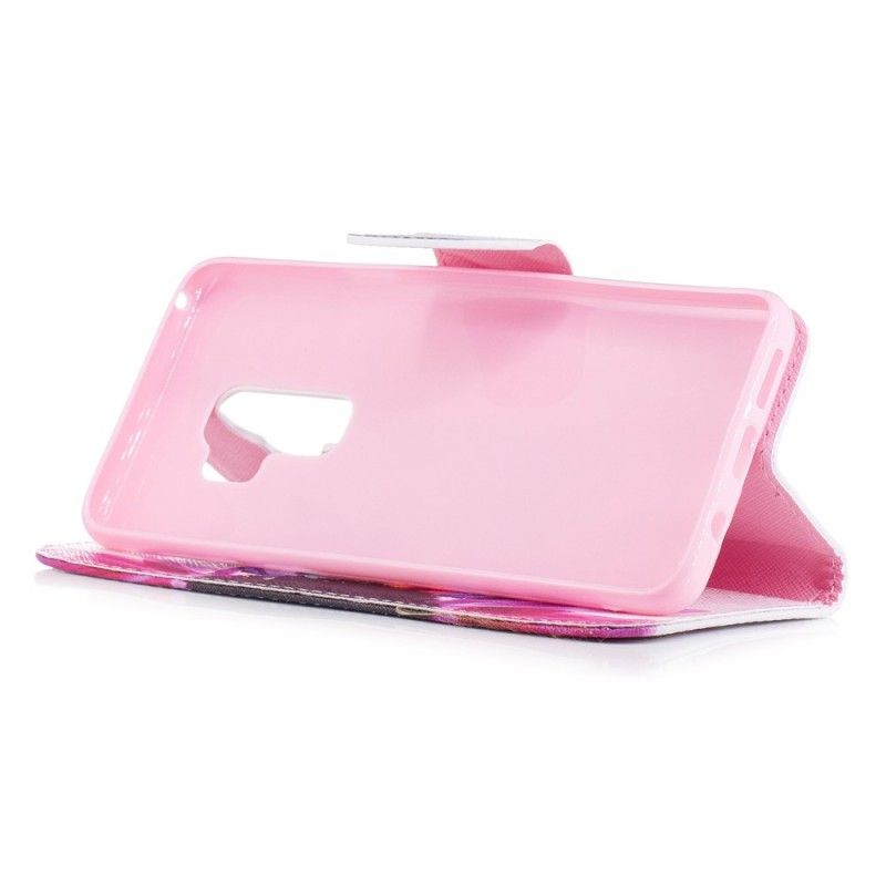 Leren Hoesje voor Samsung Galaxy S9 Plus Aquarelbloem