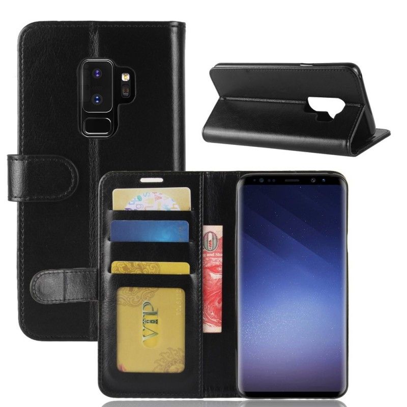 Leren Hoesje voor Samsung Galaxy S9 Plus Bruin Zwart Ultra Kunstleer