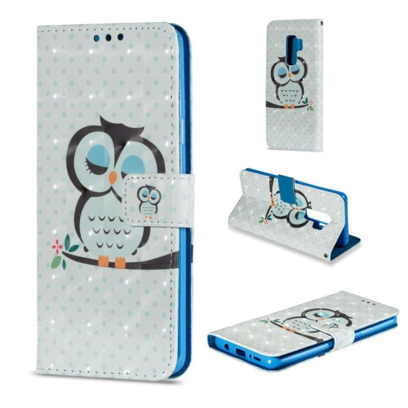 Leren Hoesje voor Samsung Galaxy S9 Plus Slapende Uil