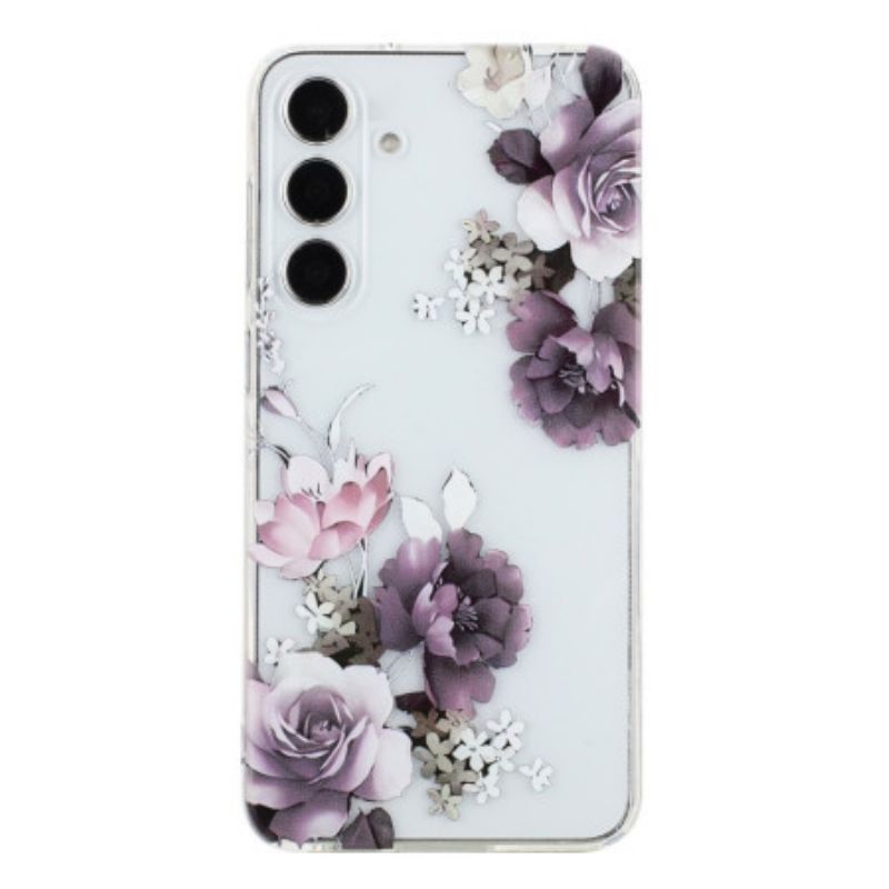 Cover Hoesje Samsung Galaxy A17 4g / 5g Telefoonhoesje Paars Pioenrozen