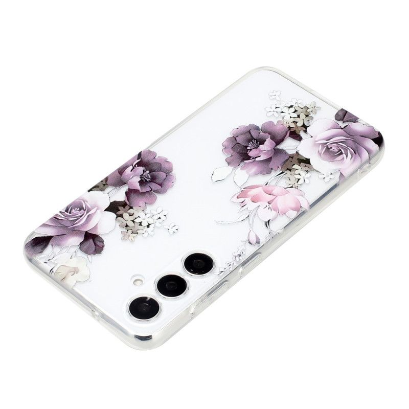 Cover Hoesje Samsung Galaxy A17 4g / 5g Telefoonhoesje Paars Pioenrozen