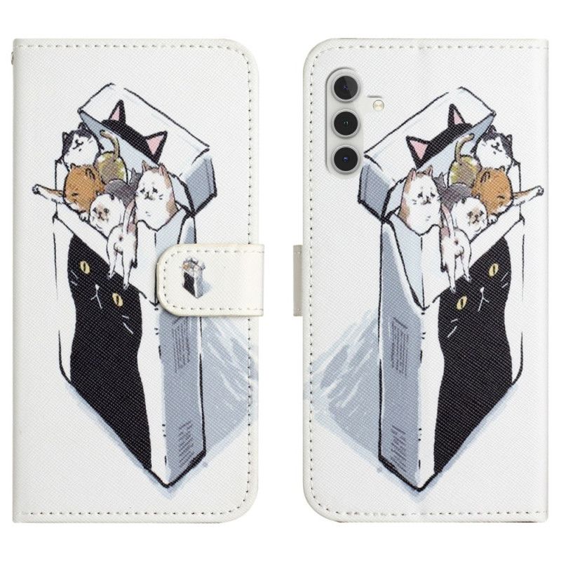 Flip Case Leren Samsung Galaxy A17 4g / 5g Doos Met Katten