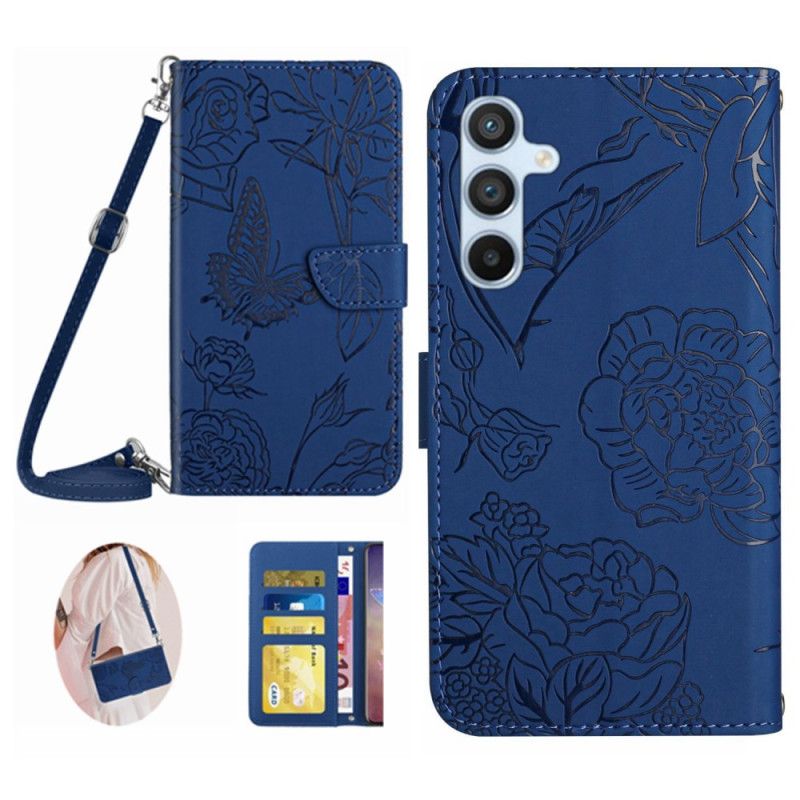 Flip Case Leren Samsung Galaxy A17 4g / 5g Schoudertas Met Vlinderprint