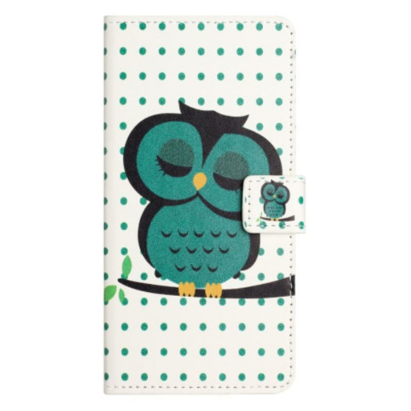 Flip Case Leren Samsung Galaxy A17 4g / 5g Slapende Uil