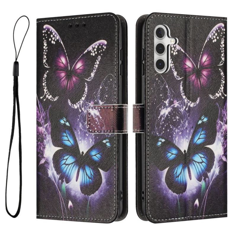 Flip Case Leren Samsung Galaxy A17 4g / 5g Twee Vlinders