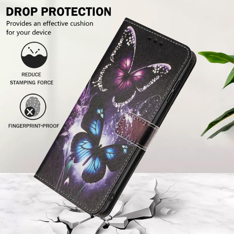 Flip Case Leren Samsung Galaxy A17 4g / 5g Twee Vlinders