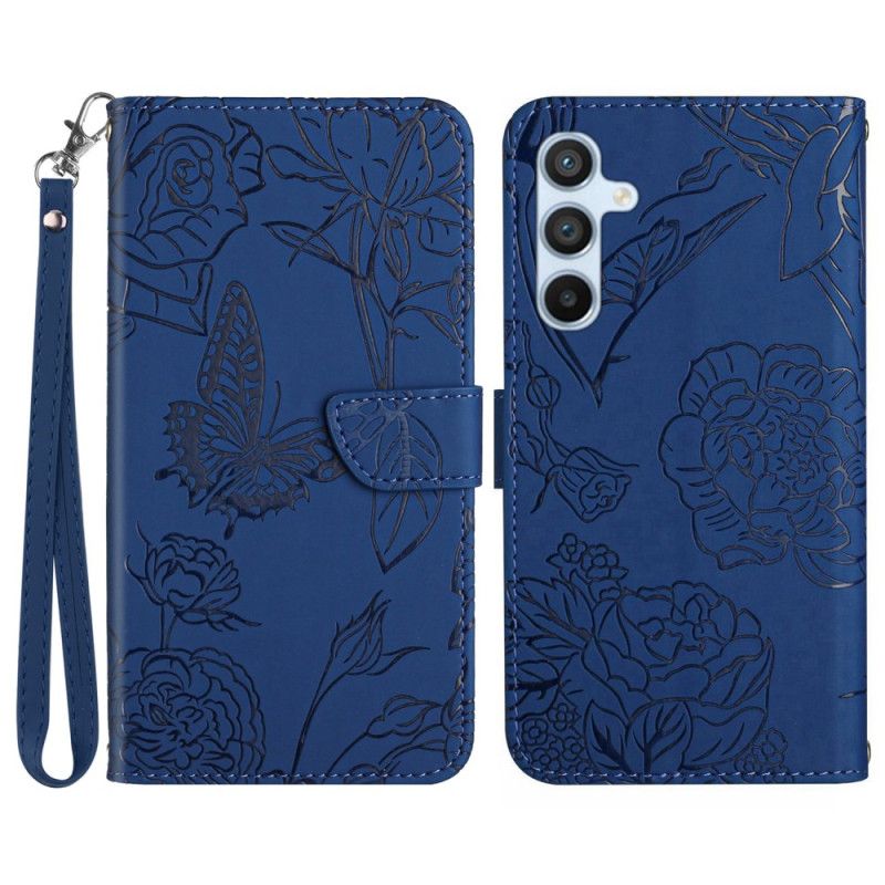 Folio-hoesje Samsung Galaxy A17 4g / 5g Telefoonhoesje Bandje Met Vlinderprint