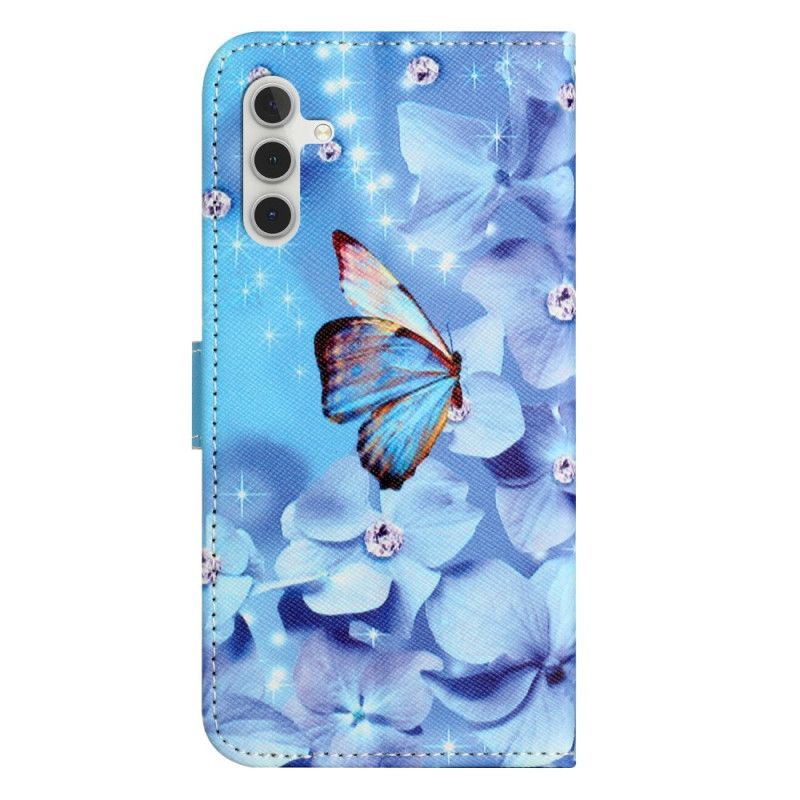 Folio-hoesje Samsung Galaxy A17 4g / 5g Telefoonhoesje Bloemen- En Vlinderpatroon