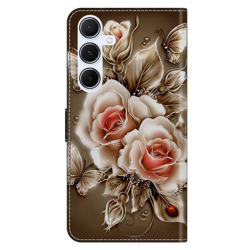 Folio-hoesje Samsung Galaxy A17 4g / 5g Telefoonhoesje Bruine Rozen
