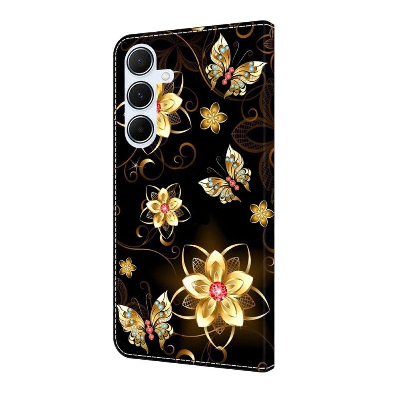 Folio-hoesje Samsung Galaxy A17 4g / 5g Telefoonhoesje Gouden Bloemen
