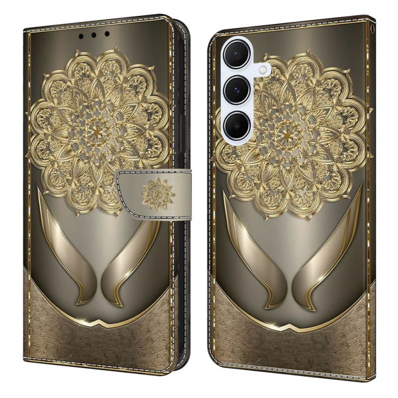 Folio-hoesje Samsung Galaxy A17 4g / 5g Telefoonhoesje Gouden Bloemenpatroon