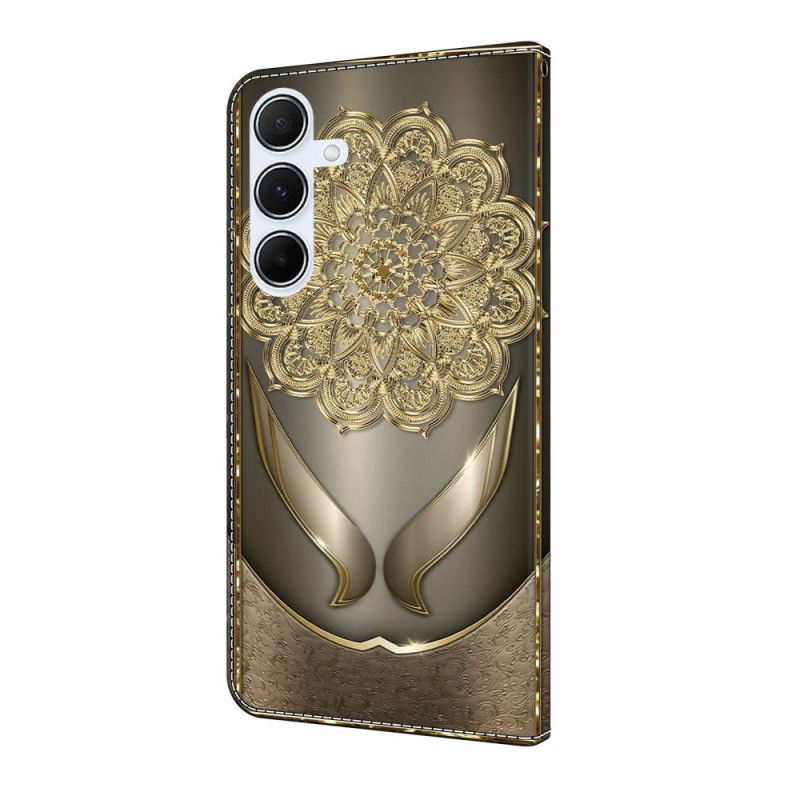 Folio-hoesje Samsung Galaxy A17 4g / 5g Telefoonhoesje Gouden Bloemenpatroon