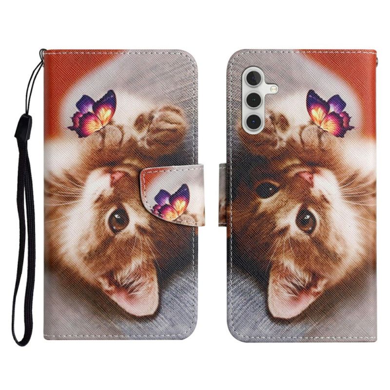 Folio-hoesje Samsung Galaxy A17 4g / 5g Telefoonhoesje Vlinder En Kat