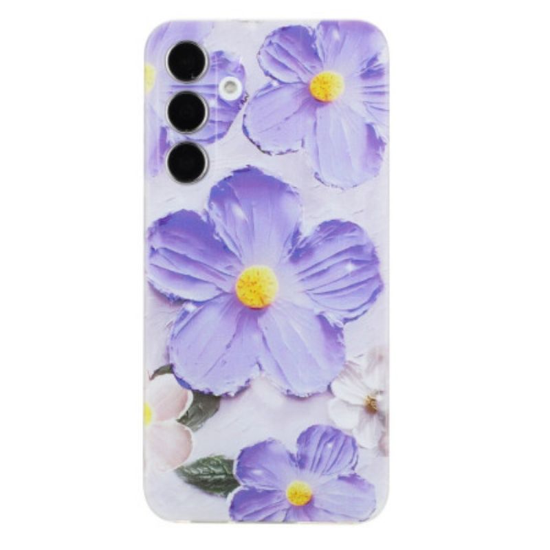 Hoesje Samsung Galaxy A17 4g / 5g Paarse Bloemen Bescherming Hoesje