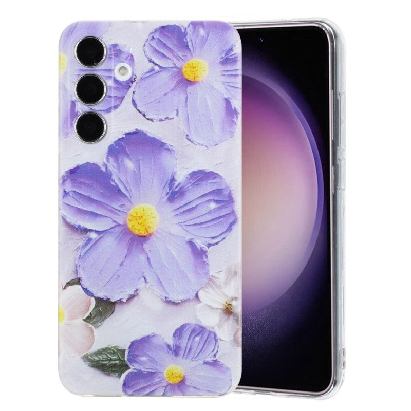 Hoesje Samsung Galaxy A17 4g / 5g Paarse Bloemen Bescherming Hoesje