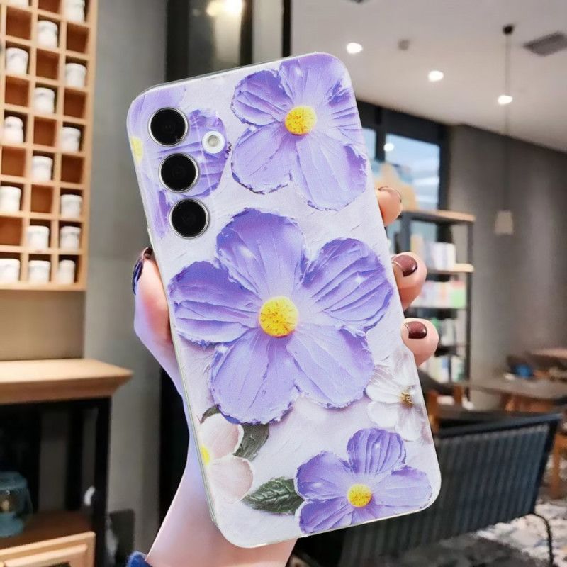 Hoesje Samsung Galaxy A17 4g / 5g Paarse Bloemen Bescherming Hoesje