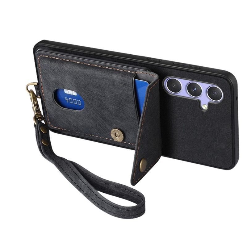 Hoesje Samsung Galaxy A17 4g / 5g Suède-look Met Kaarthouder En Draagkoord