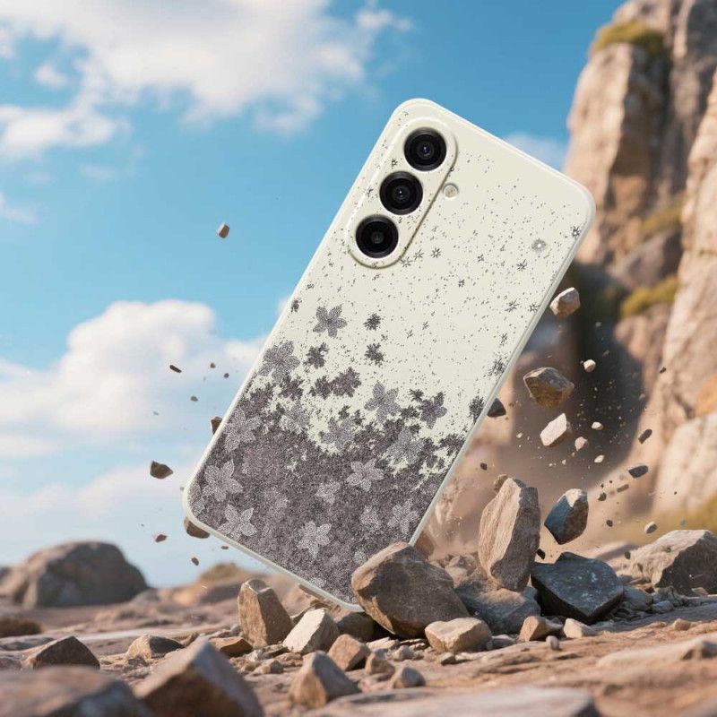 Hoesje Voor Samsung Galaxy A17 4g / 5g Grijze Bloemen