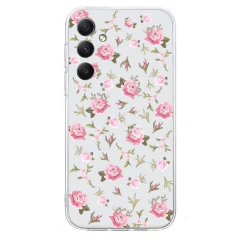Hoesje Voor Samsung Galaxy A17 4g / 5g Roze Bloemenpatroon