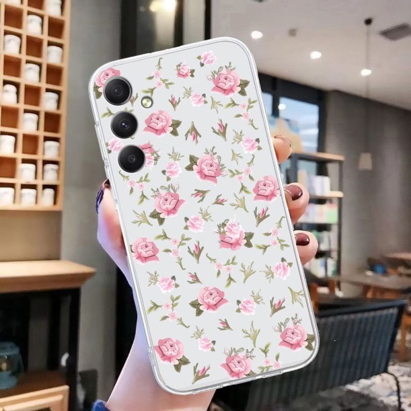 Hoesje Voor Samsung Galaxy A17 4g / 5g Roze Bloemenpatroon