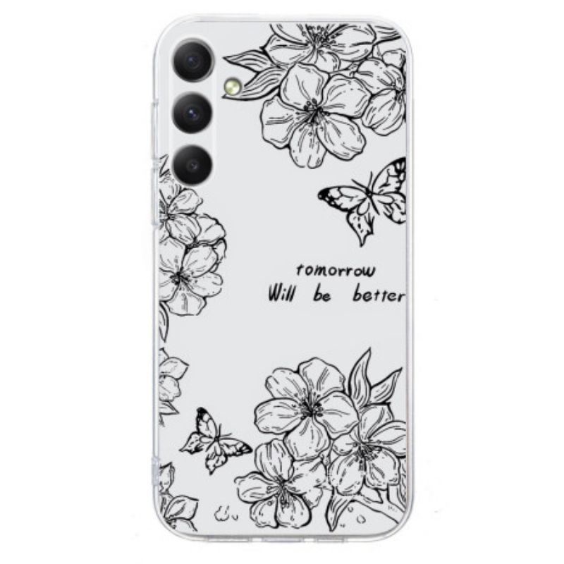 Hoesje Voor Samsung Galaxy A17 4g / 5g Vlinders En Witte Bloemen