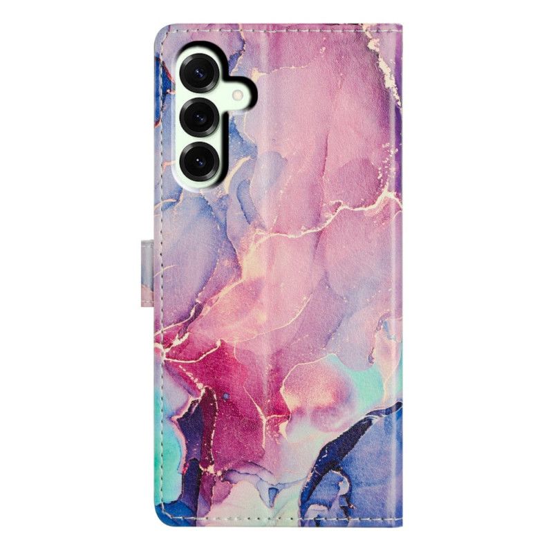 Leren Hoesje Samsung Galaxy A17 4g / 5g Groen En Roze Marmer