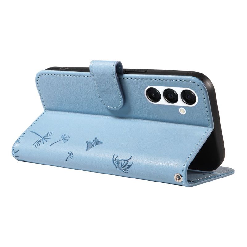 Leren Hoesje Samsung Galaxy A17 4g / 5g Paardenbloemen Met Koord