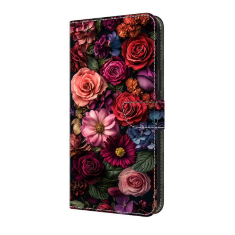 Leren Hoesje Samsung Galaxy A17 4g / 5g Roze Bloemen