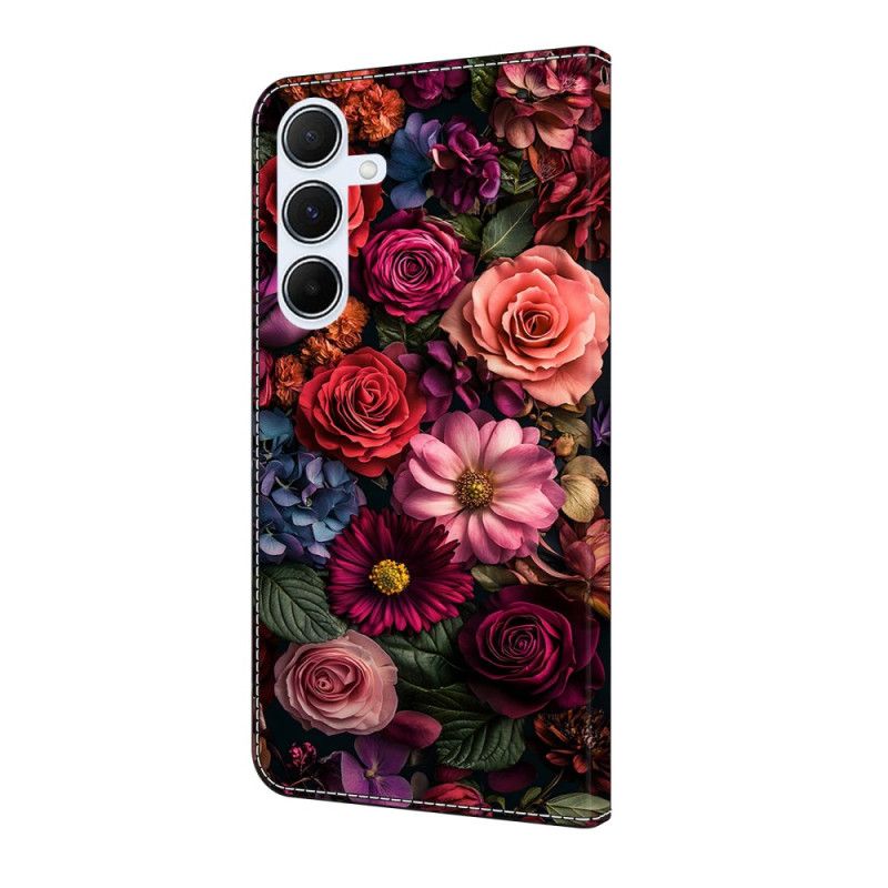 Leren Hoesje Samsung Galaxy A17 4g / 5g Roze Bloemen