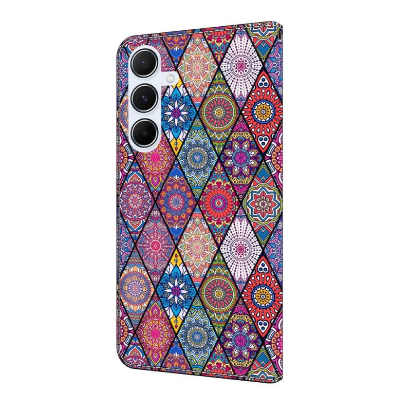 Leren Hoesje Samsung Galaxy A17 4g / 5g Roze Etnisch Patroon Bescherming Hoesje