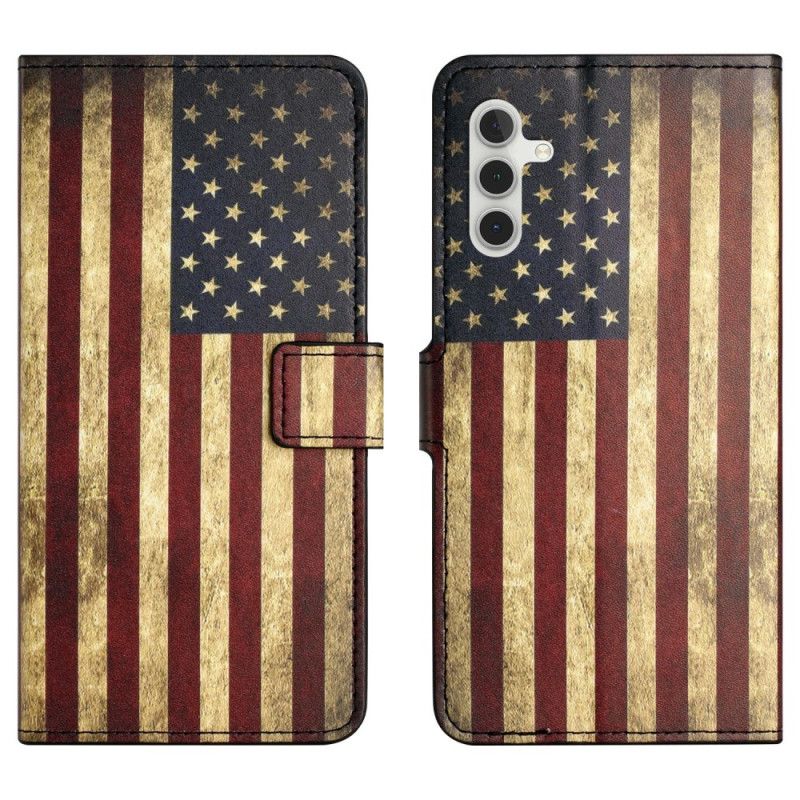 Leren Hoesje Voor Samsung Galaxy A17 4g / 5g Vintage Amerikaanse Vlag