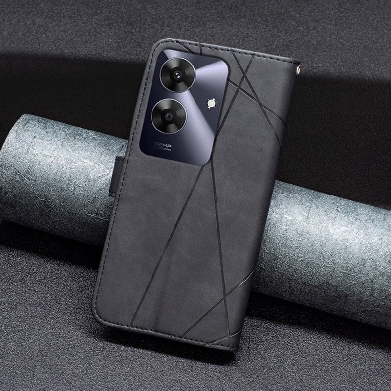 Flip Case Leren Realme Note 60 Geometrische Patronen Binfen-kleur