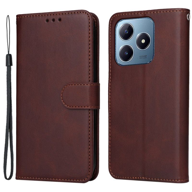 Leren Hoesje Realme Note 60 Effen Leerlook Bescherming Hoesje