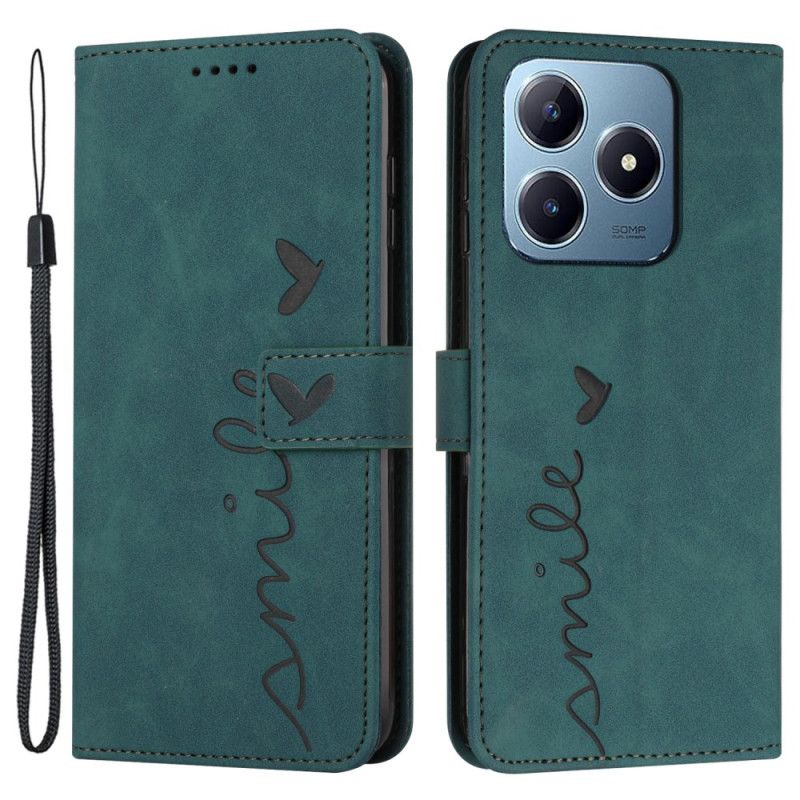 Leren Hoesje Realme Note 60 Smiley-bandje Bescherming Hoesje