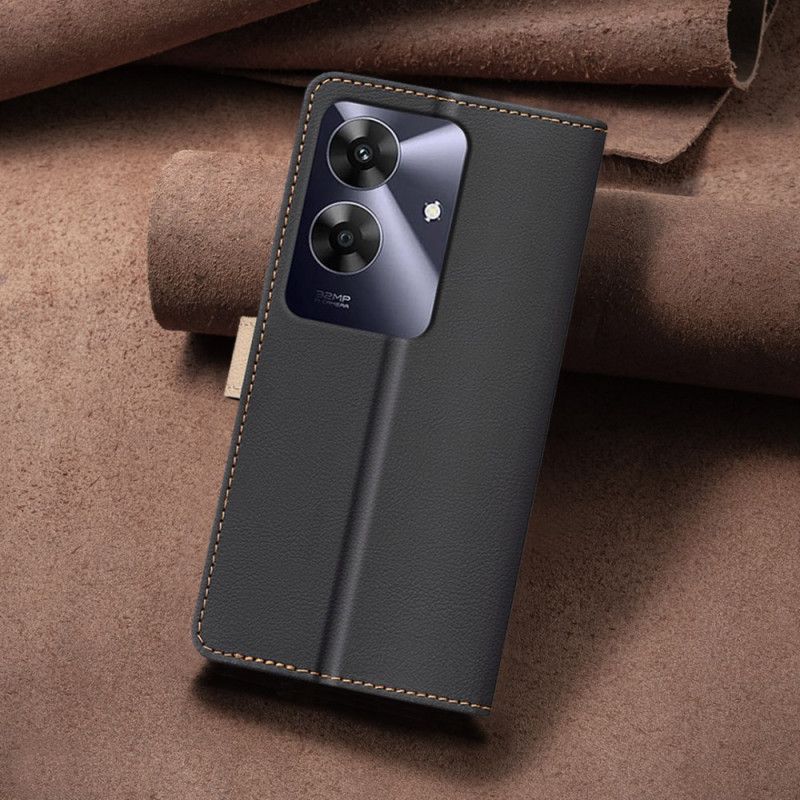 Leren Hoesje Realme Note 60 Tweekleurige Binfen-kleur Bescherming Hoesje